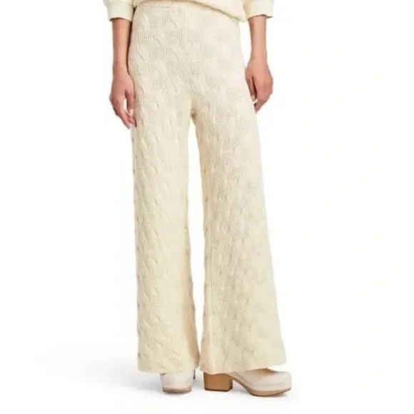 Rachel Comey Cream Cable Knit Wide Leg Palazzo Pants L - Picture 2 of 9